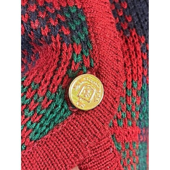 Tally Ho Sweater Women XL Red Plaid Granny Holiday Festive 80s Vtg Regal Grandpa - Picture 5 of 14